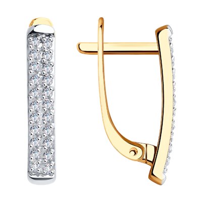 Cercei din Aur Roz 14K cu Diamante  - 1