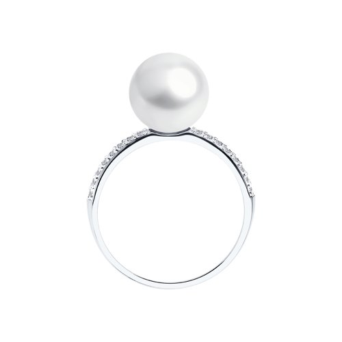 Inel din Aur Alb 14K cu Perla si Zirconiu Swarovski - 2