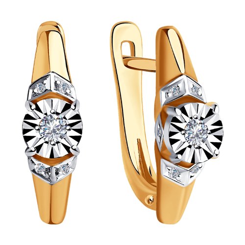 Cercei din Aur Roz 14K cu Diamante  - 2