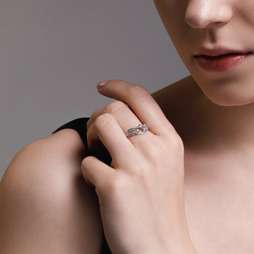 Inel din Aur Alb 14K cu Diamante - 2