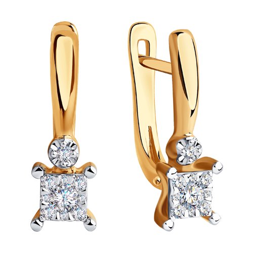 Cercei din Aur Roz 14K cu Diamante  - 2