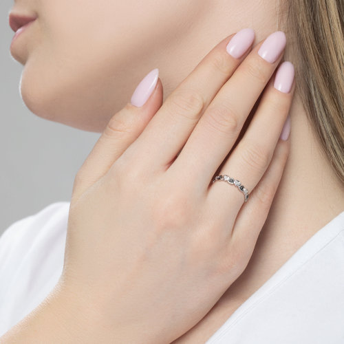 Inel din Aur Alb 14K cu Diamante  - 4