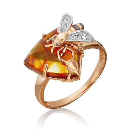 Inel Aur Roz 14K cu Topaz,Chihlimbar - 1