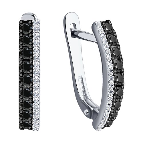 Cercei din Aur Alb 14K cu Diamante - 2