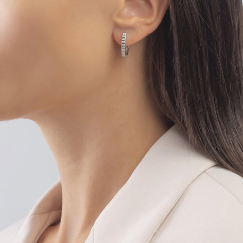 Cercei din Aur Alb 14K cu Diamante  - 3