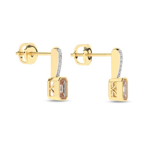 Cercei din Aur Galben 14K cu Morganit 0.44Ct si Diamante 0.04Ct - 3