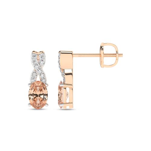 Cercei din Aur Roz 14K cu Morganit 0.78Ct si Diamante 0.08Ct - 4