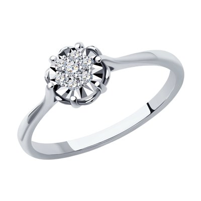 Inel din Aur Alb 14K cu Diamante - 1