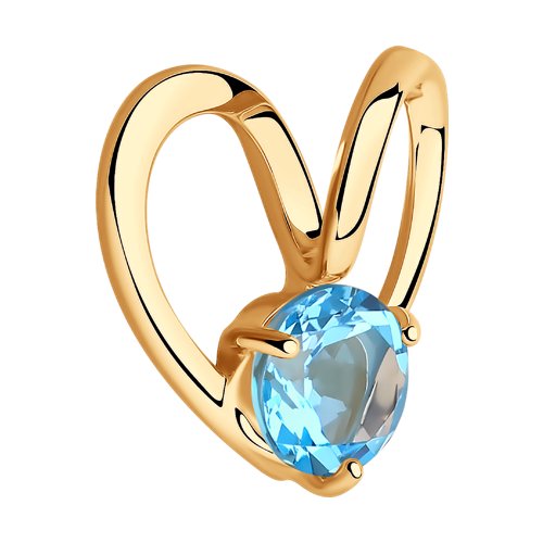 Pandantiv din Aur Roz 14K cu Topaz Inima - 2