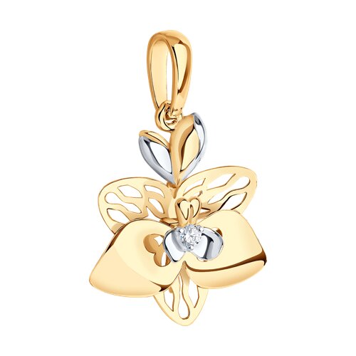 Pandantiv din Aur Roz 14k cu Zirconiu „Floare” - 2