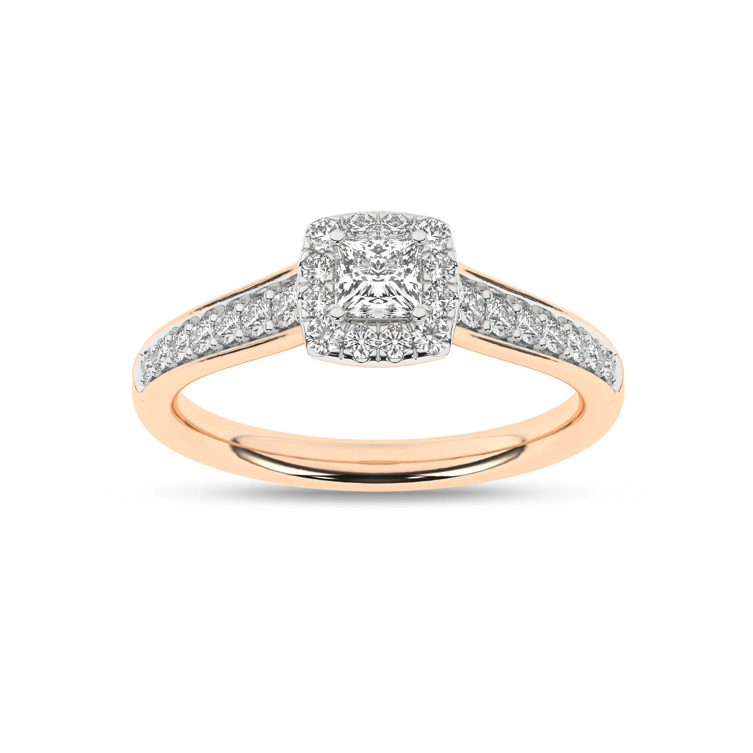 Inel de logodna din Aur Roz 14K cu Diamante 0.50Ct - 1