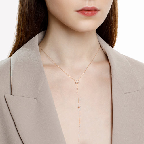 Colier din Aur Roz 14K cu Diamante Swarovski - 3