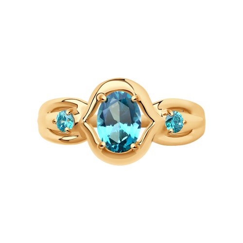 Inel din Aur Roz 14K cu Topaz Swarovski si Zirconiu Swarovski - 2