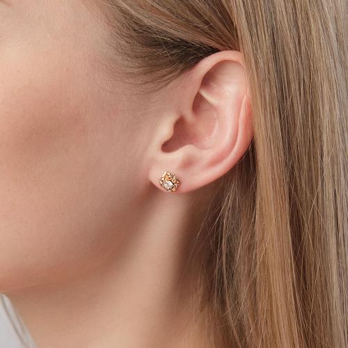 Cercei Aur Roz 14K cu Zirconiu - 2