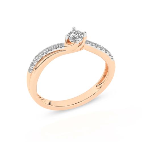 Inel de logodna din Aur Roz 14K cu Diamante 0.25Ct - 4
