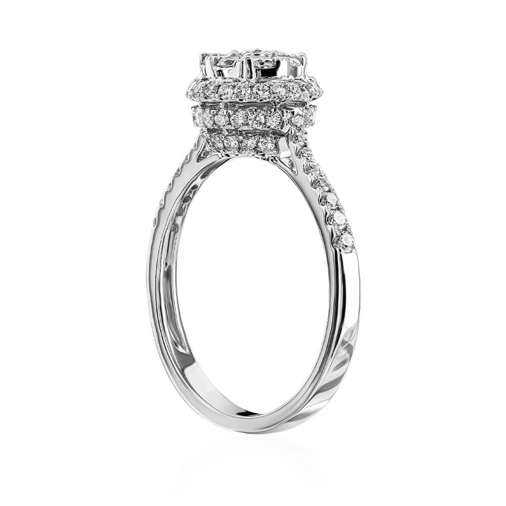 Inel din Aur Alb 18K cu Diamante - 3