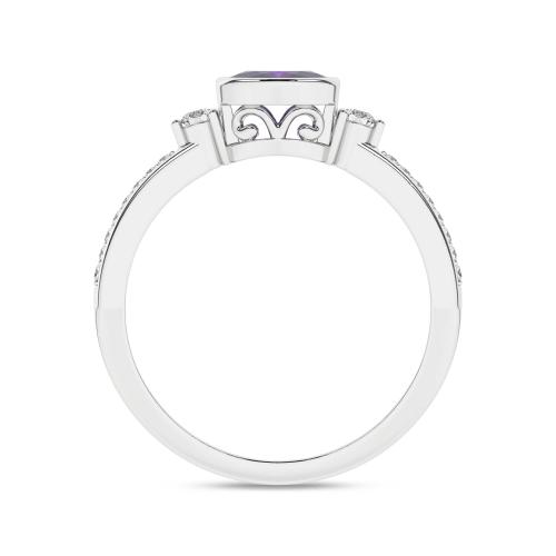 Inel din Aur Alb 14K cu Tanzanit 0.57Ct si Diamante 0.05Ct - 4