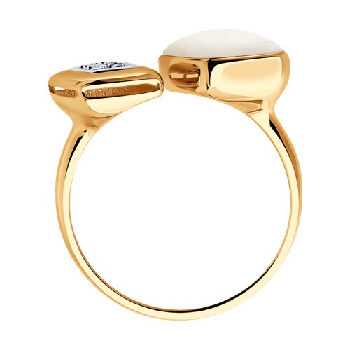 Inel din Aur Roz 14K cu Diamante si Sidef - 4