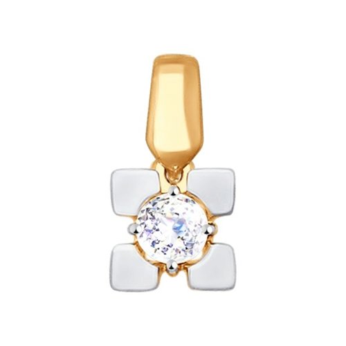 Pandantiv din Aur Roz 14K cu Zirconiu Swarovski - 1