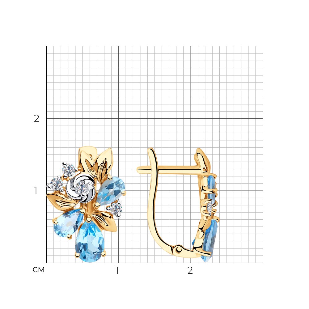 Cercei din Aur 14K cu Topaz si Zirconiu - 2