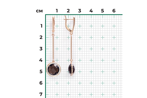 Cercei Aur Roz 14K cu Cuart Fumuriu - 2