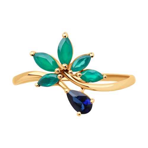 Inel din Aur Roz 14K cu Agat si Corund - 2