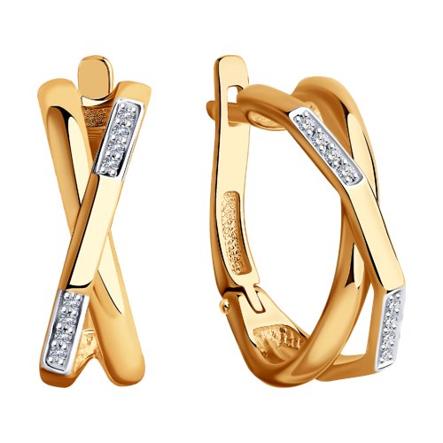 Cercei din Aur Roz 14K cu Diamante  - 2