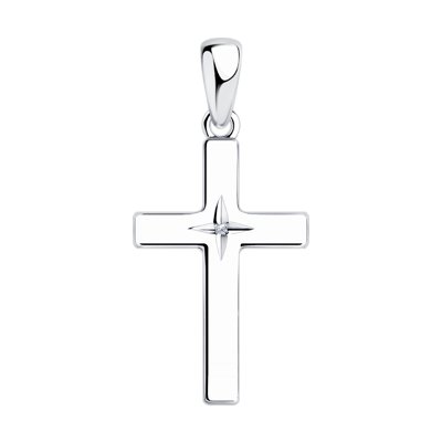 Pandantiv Cruce din Argint cu Diamant - 1