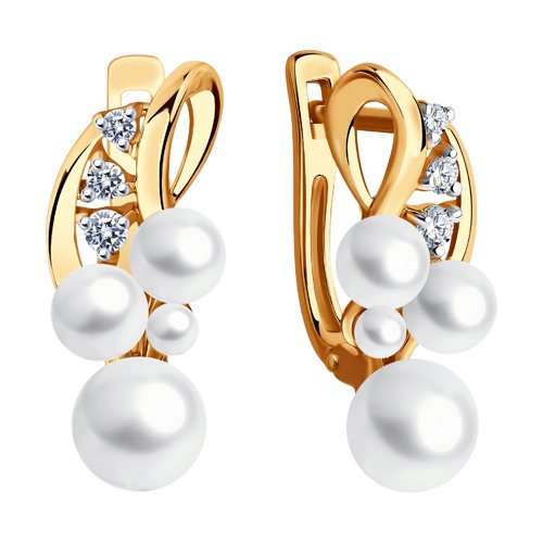 Cercei din Aur Roz 14K cu Perla si Zirconiu - 2