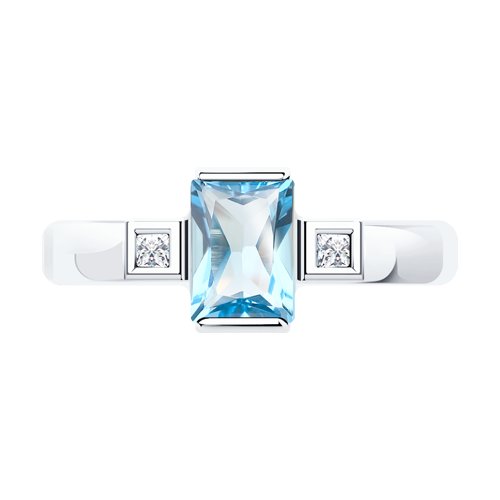 Inel din Aur Alb 14K cu Topaz si Zirconiu Swarovski - 2