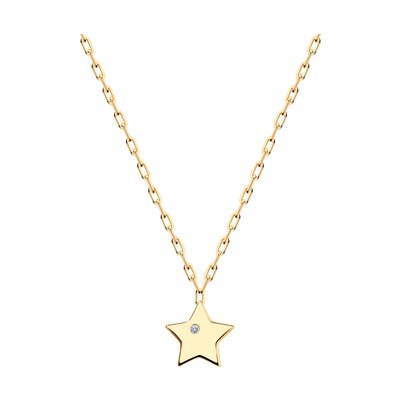 Colier din Aur Roz 14k cu Zirconiu Stea - 1