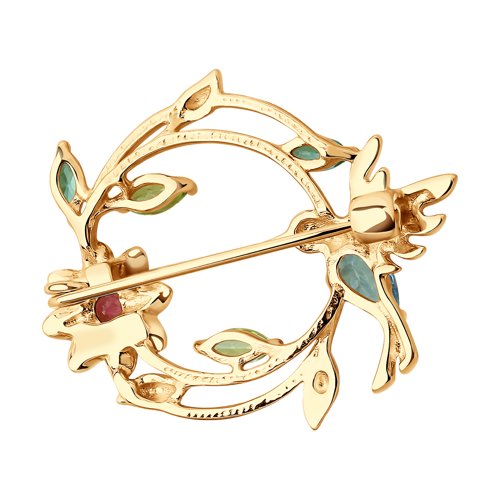 Brosa din Aur Roz 14K cu Topaz, Rodolit, Crisolit si Zirconiu - 2