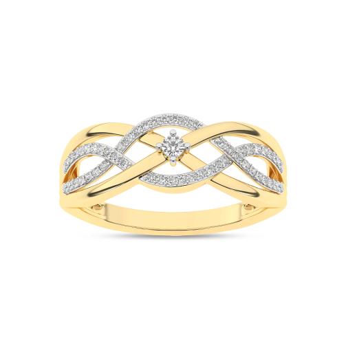 Inel din Aur Galben 14K cu Diamante 0.15Ct - 3