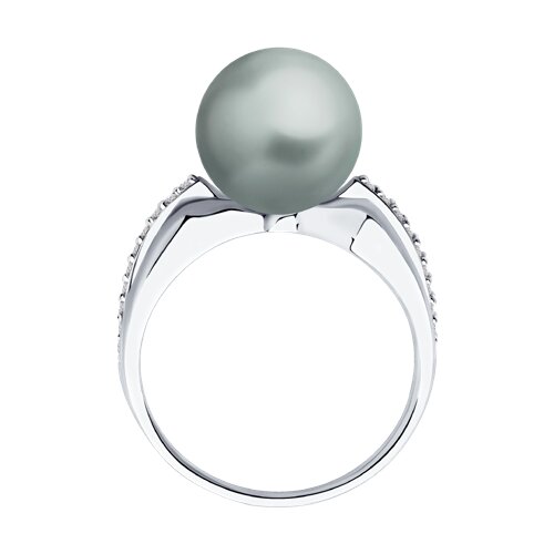 Inel din Aur Alb 14K cu Diamante si Perla de Ocean - 3