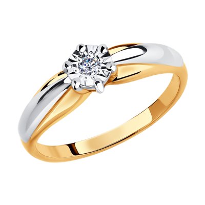 Inel din Aur Combinat cu Diamant - 1