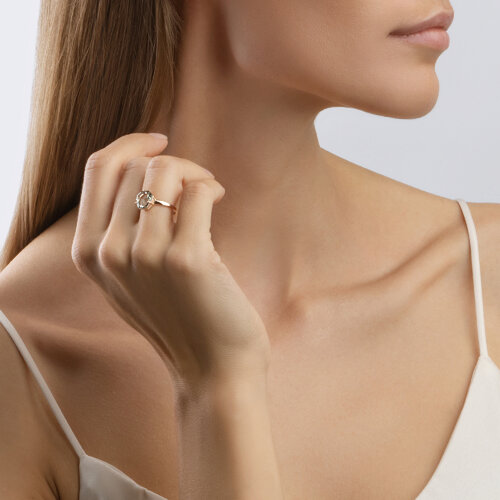 Inel din Aur Roz 14K cu Ametist Verde - 2