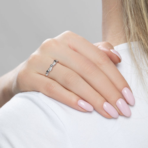 Inel din Aur Alb 14K cu Diamante  - 5