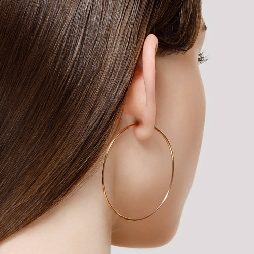 Cercei Congo din Aur Roz 14K Diametrul 50 mm - 3