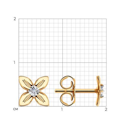 Cercei din Aur Roz 14K cu Diamante Floare - 2