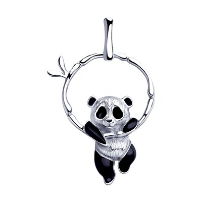 Pandantiv din Argint cu Email Panda - 1