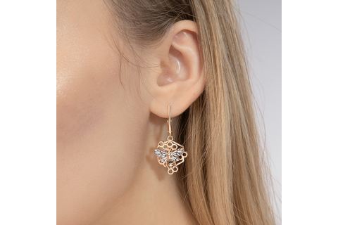 Cercei Aur Roz 14K cu - 2