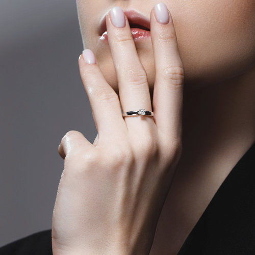 Inel din Aur Alb 14K cu Diamant - 4