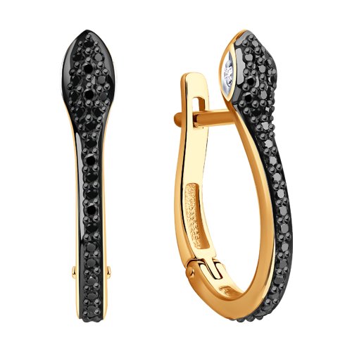 Cercei din Aur Roz 14K cu Diamante Sarpe - 2