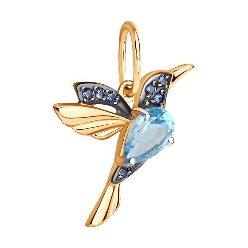 Pandantiv din Aur Roz 14K cu Topaz si Zirconiu ''Colibri'' - 2
