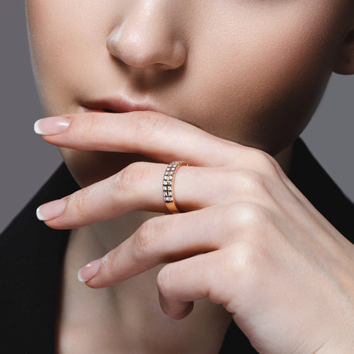 Inel din Aur Roz 14K cu Diamante - 5