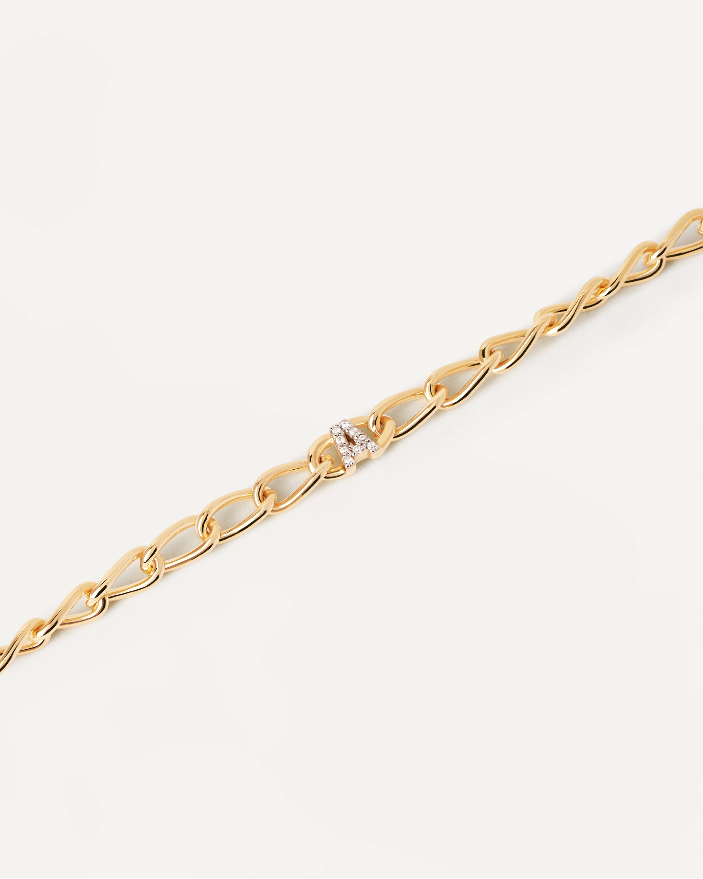 Bratara din Argint placat cu Aur litera A - 4