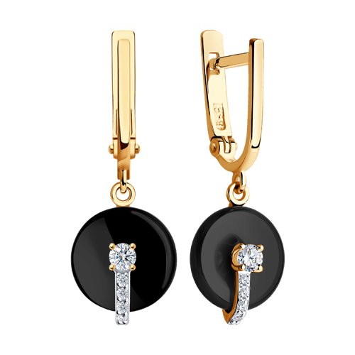 Cercei din Aur Roz 14K cu Agat si Zirconiu - 2