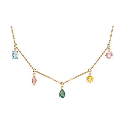 Colier din Aur Roz 14K cu Topaz, Citrin, Curat si Sital  - 1