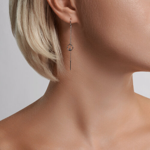 Cercei din Aur Alb 14K cu Diamante - 3