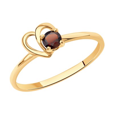 Inel din Aur Roz 14K cu Granat „Inima” - 3